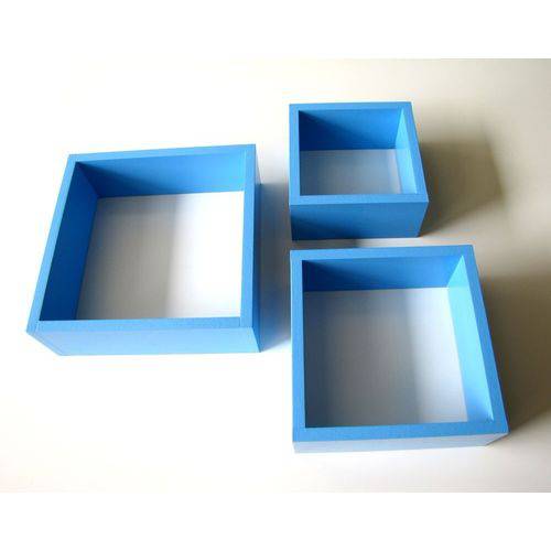 Tamanhos, Medidas e Dimensões do produto Nicho Decorativo Mdf Kit 3 Unidades - Cor Azul