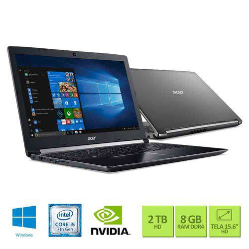 Tamanhos, Medidas e Dimensões do produto Notebook Acer A515-51G-50W8 Intel Core I5 7200U 8Gb(2X4Gb) 2Tb 15,6 Geforce 940Mx 2Gb Windows 10 Home Preto