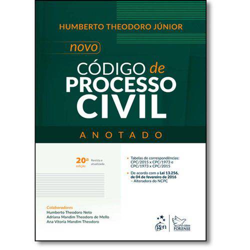 Tamanhos, Medidas e Dimensões do produto Novo Codigo de Processo Civil - Anotado - 20 Ed