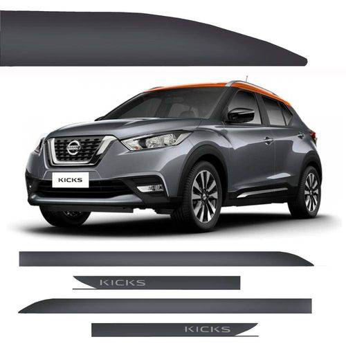 Tamanhos, Medidas e Dimensões do produto Novo Friso Lateral Slim Nissan Kicks Cinza Grafite - 4 Peças