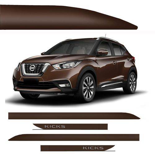 Tamanhos, Medidas e Dimensões do produto Novo Friso Lateral Slim Nissan Kicks Cinza Rust- 4 Peças