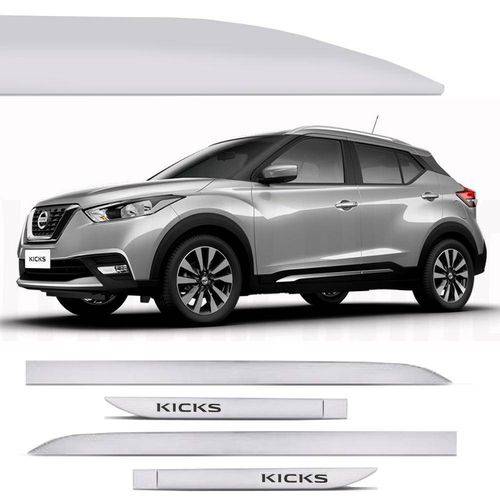 Tamanhos, Medidas e Dimensões do produto Novo Friso Lateral Slim Nissan Kicks Prata Classic - 4 Peças