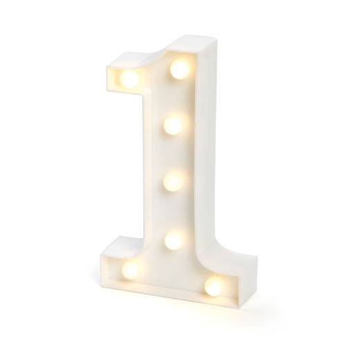 Tamanhos, Medidas e Dimensões do produto Número de Led Luminária Decorativa Luminosa 3D - Número 1
