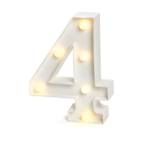 Tamanhos, Medidas e Dimensões do produto Número de Led Luminária Decorativa Luminosa 3D - Número 4