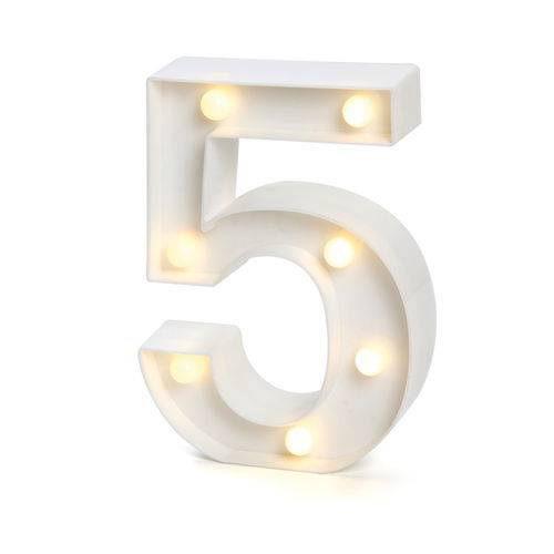 Tamanhos, Medidas e Dimensões do produto Número de Led Luminária Decorativa Luminosa 3D - Número 5