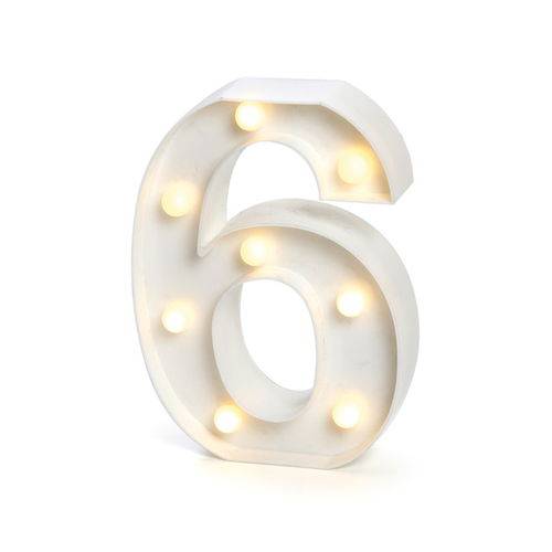 Tamanhos, Medidas e Dimensões do produto Número de Led Luminária Decorativa Luminosa 3D - Número 6
