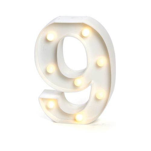 Tamanhos, Medidas e Dimensões do produto Número de Led Luminária Decorativa Luminosa 3D - Número 9