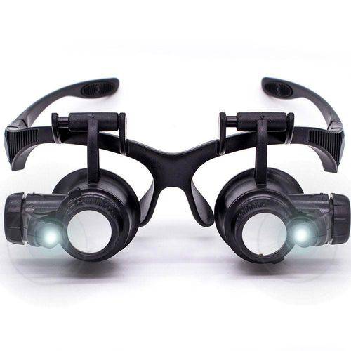 Tamanhos, Medidas e Dimensões do produto Óculos Lupa Cabeça com Led Profissional Jogo 4 Lentes CBR03594