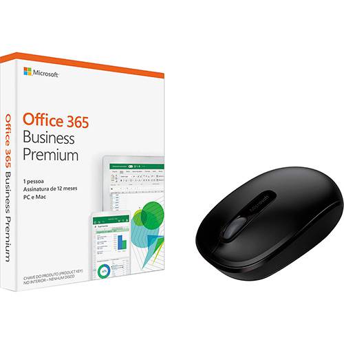 Tamanhos, Medidas e Dimensões do produto Office 365 Business Premium + Mouse Wireless 1850 Preto - Microsoft