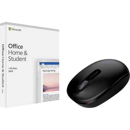 Tamanhos, Medidas e Dimensões do produto Office Home And Student 2019 + Mouse Wireless 1850 Preto - Microsoft