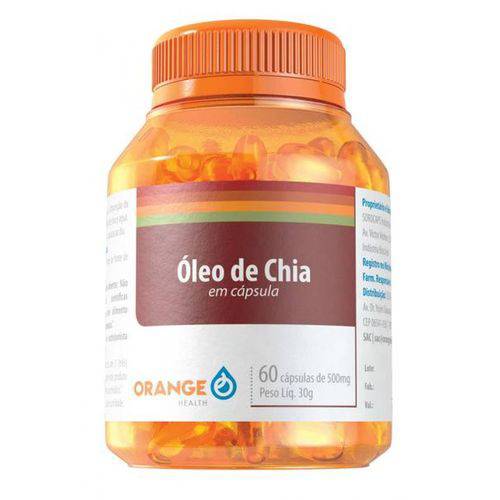 Tamanhos, Medidas e Dimensões do produto Óleo de Chia - Orange - 60 Capsulas - 500mg