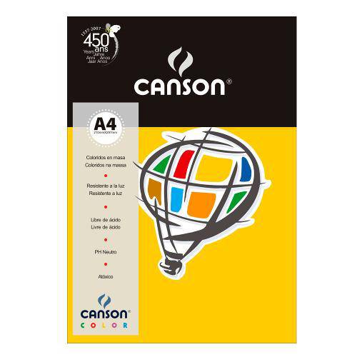 Tamanhos, Medidas e Dimensões do produto Pacote Canson Color Amarelo 180g/M² A4 210 X 297 Mm com 10 Folhas - 66661189