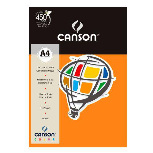 Tamanhos, Medidas e Dimensões do produto Pacote Canson Color Cenoura 180g/M² A4 210 X 297 Mm com 10 Folhas - 66661190
