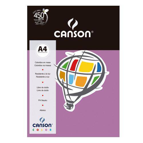 Tamanhos, Medidas e Dimensões do produto Pacote Canson Color Lilás 180g/M² A4 210 X 297 Mm com 10 Folhas - 66661198