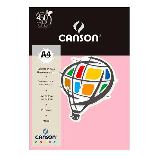 Tamanhos, Medidas e Dimensões do produto Pacote Canson Color Rosa Claro 180g/M² A4 210 X 297 Mm com 10 Folhas - 66661195