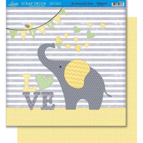Tamanhos, Medidas e Dimensões do produto Página para Scrapbook Dupla Face Litoarte 30,5 X 30,5 Cm - Modelo Sd-409 Elefante Love Baby