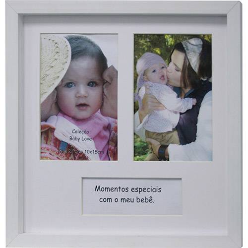 Tamanhos, Medidas e Dimensões do produto Painel de Fotos Baby Love ( 27x27x2cm) Branco para 2 Fotos - Kapos