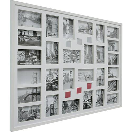 Tamanhos, Medidas e Dimensões do produto Painel de Fotos Bee Colection Rue Bac (74x94x3cm) Branco para 28 Fotos - Kapos