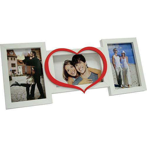 Tamanhos, Medidas e Dimensões do produto Painel de Fotos Love (41x17x1cm ) Branco com Vermelho para 3 Fotos - Kapos