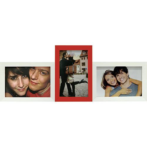 Tamanhos, Medidas e Dimensões do produto Painel de Fotos Love (41x17x1cm) Branco com Vermelho para 3 Fotos - Kapos
