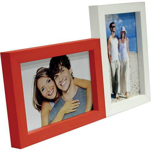 Tamanhos, Medidas e Dimensões do produto Painel de Fotos Love (29x17x1cm) Branco com Vermelho para 2 Fotos - Kapos