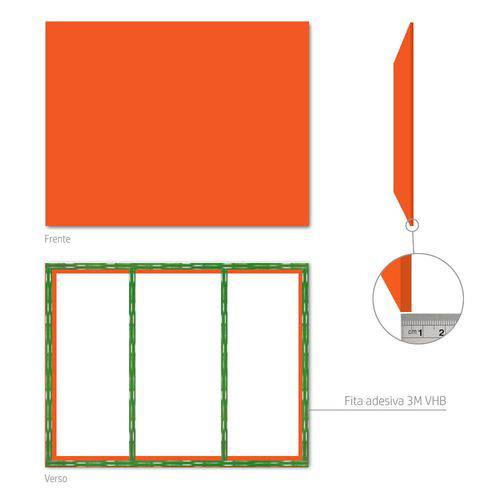 Tamanhos, Medidas e Dimensões do produto Painel Metálico Slim Laranja - 45x70 Cm