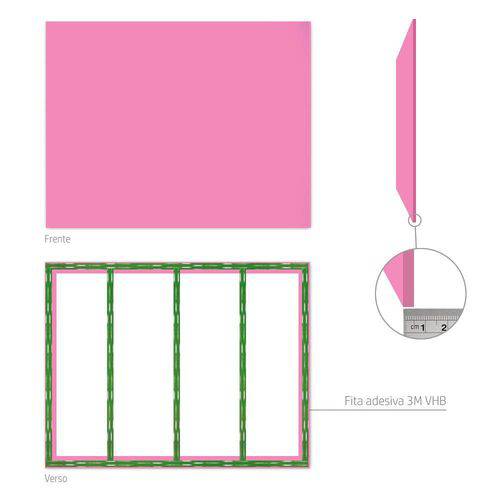 Tamanhos, Medidas e Dimensões do produto Painel Metálico Slim Rosa - 70x90 Cm