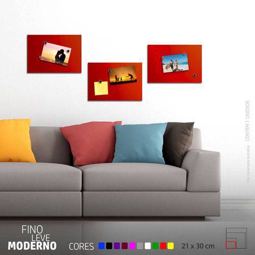 Tamanhos, Medidas e Dimensões do produto Painel Metálico Slim Vermelho - 21x30 Cm