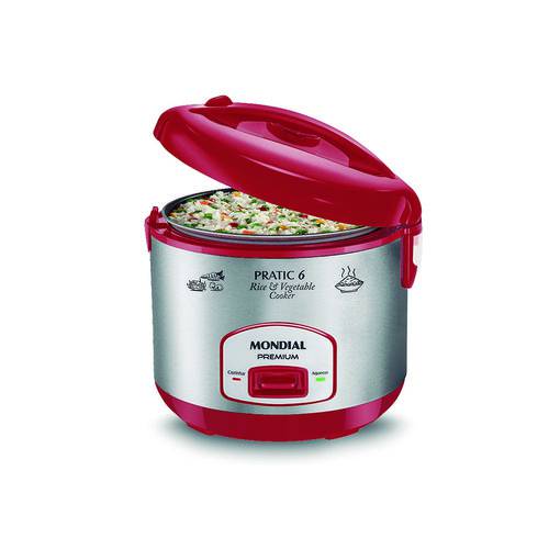 Tamanhos, Medidas e Dimensões do produto Panela Eletrica Pratic Rice & Vegetables 6 Red Premium Mondial 400W Vermelho/Inox PE-35