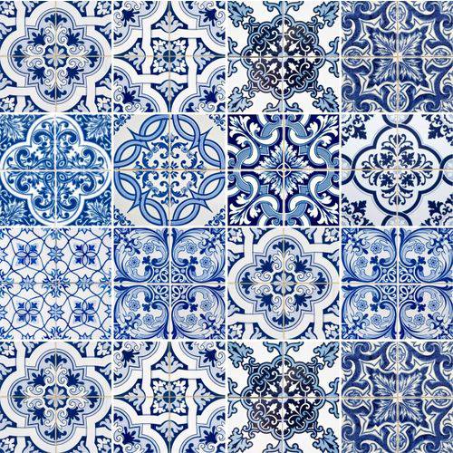 Tamanhos, Medidas e Dimensões do produto Papel de Parede Adesivo Azulejo Cozinha Vintage Azul