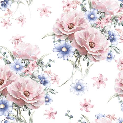 Tamanhos, Medidas e Dimensões do produto Papel de Parede Adesivo Flores Rosa e Azul 2,70x0,57m