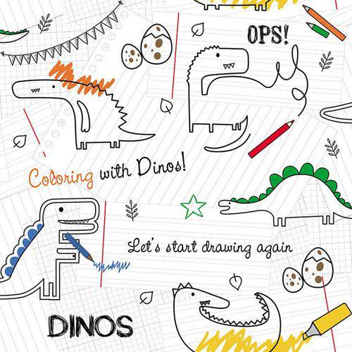 Tamanhos, Medidas e Dimensões do produto Papel de Parede Bobinex Renascer Desenho Dinossauro Colorido