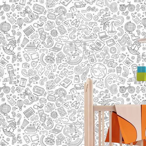 Tamanhos, Medidas e Dimensões do produto Papel de Parede Desenho para Colorir Travel 2,70x0,57m