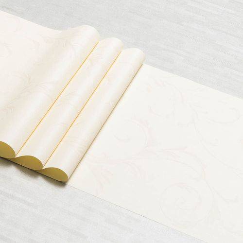 Tamanhos, Medidas e Dimensões do produto Papel de Parede Importado Dekor Lavável Vinílico Texturizado Floral Branco e Bege - Rolo 53cm X 10m