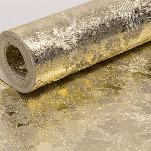 Tamanhos, Medidas e Dimensões do produto Papel de Parede Importado Vinílico Lavável Dourado com Detalhes Luxo Sala