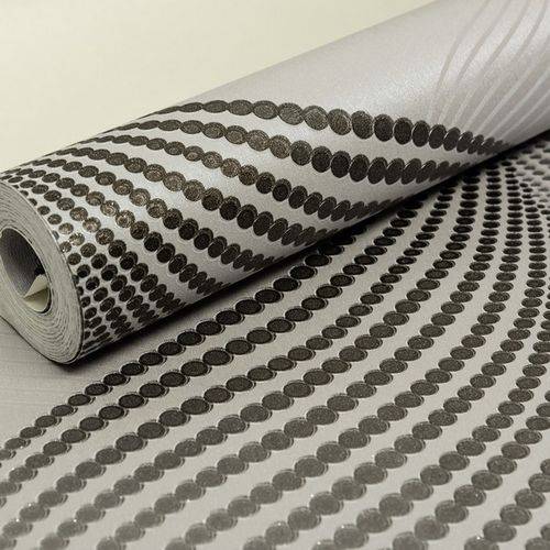 Tamanhos, Medidas e Dimensões do produto Papel de Parede Importado Vinílico Lavável Geométrico 3D Ondas Prata com Preto Sala Quarto