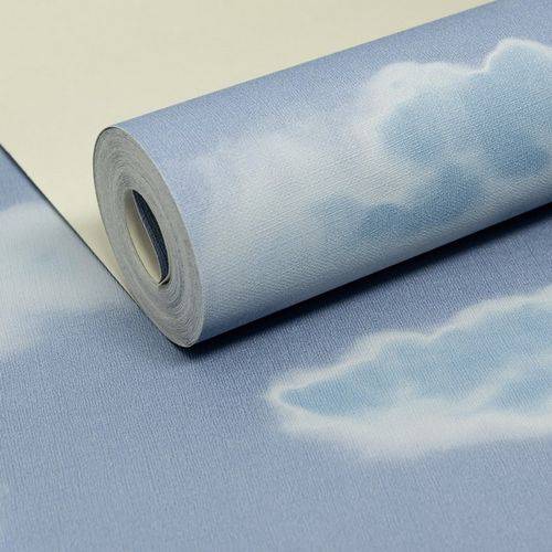 Tamanhos, Medidas e Dimensões do produto Papel de Parede Importado Vinílico Lavável Infantil Nuvens Azul Escuro com Branco