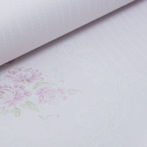 Tamanhos, Medidas e Dimensões do produto Papel de Parede Importado Vinílico Lavável Listras com Flores Lilás Delicado