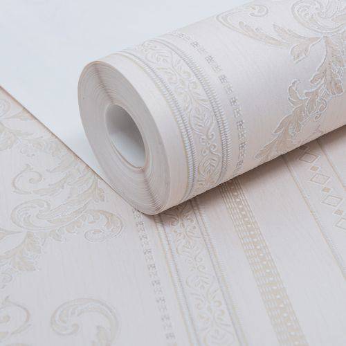 Tamanhos, Medidas e Dimensões do produto Papel de Parede Importado Vinílico Lavável Listras Damask Salmão Luxo Sala Quarto