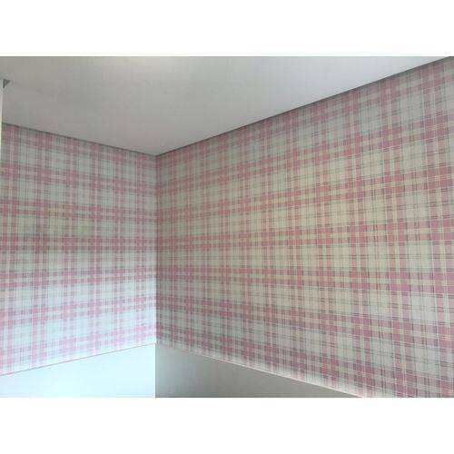 Tamanhos, Medidas e Dimensões do produto Papel de Parede Vinílico Importado Xadrez Rosa Decoração Quarto Menina