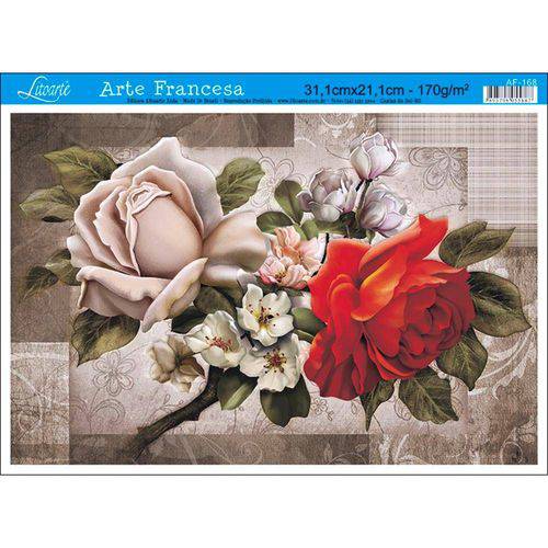 Tamanhos, Medidas e Dimensões do produto Papel para Arte Francesa Litoarte 21 X 31 Cm - Modelo Af-168 Rosas