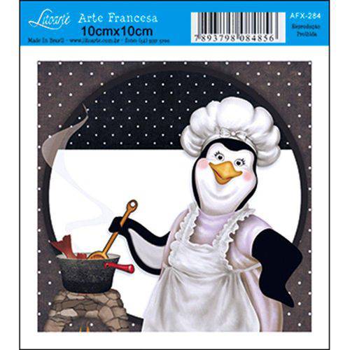 Tamanhos, Medidas e Dimensões do produto Papel para Arte Francesa Litoarte 10 X 10 Cm - Modelo Afx-284 Pinguin Cozinheira
