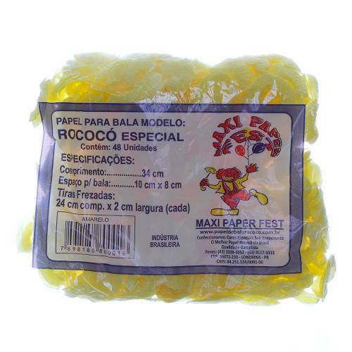 Tamanhos, Medidas e Dimensões do produto Papel para Bala de Coco Rococo Amarelo com 48 Unidades Maxi Paper Fest