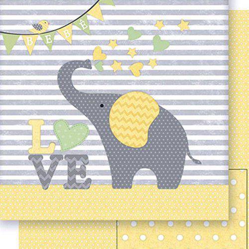 Tamanhos, Medidas e Dimensões do produto Papel Scrapbook Dupla Face Elefante Neutro Sd-409 - Litoarte