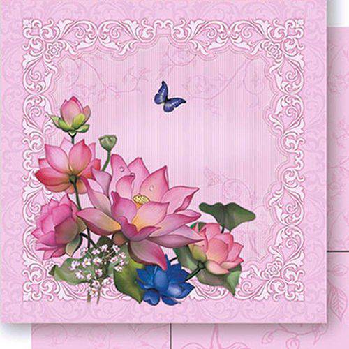 Tamanhos, Medidas e Dimensões do produto Papel Scrapbook Dupla Face Flor de Lótus SD-437 - Litoarte