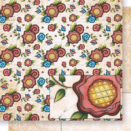 Tamanhos, Medidas e Dimensões do produto Papel Scrapbook Dupla Face Flores Folk SD-404 - Litoarte