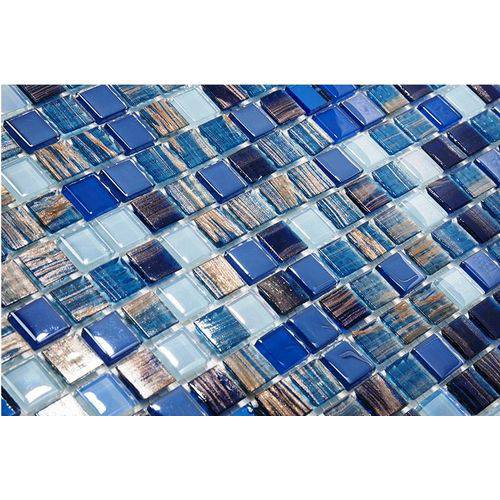 Tamanhos, Medidas e Dimensões do produto Pastilha de Vidro com Pedras Naturais e Metais TS405 Azul 30x30