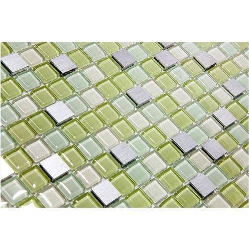 Tamanhos, Medidas e Dimensões do produto Pastilha de Vidro com Pedras Naturais e Metais TS453 Verde e Branco 30x30
