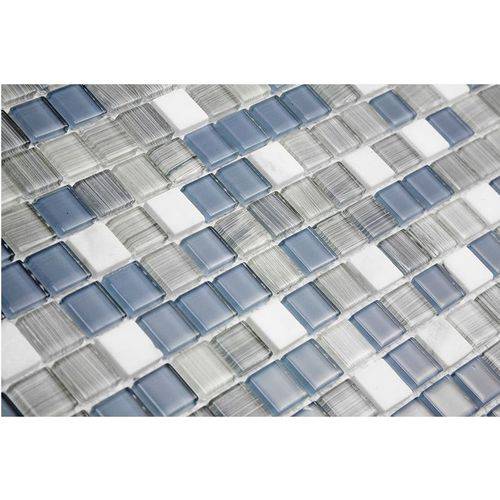 Tamanhos, Medidas e Dimensões do produto Pastilha de Vidro com Pedras Naturais e Metais TS502 Azul, Cinza e Branco 30x30