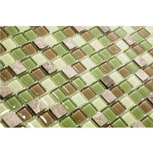 Tamanhos, Medidas e Dimensões do produto Pastilha de Vidro com Pedras Naturais e Metais TS500 Marrom, Verde e Cinza 30x30